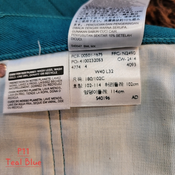 Levis 501*XX Button fly Jeans Teal/Blue Color W40 L32 - Picture 8 of 9